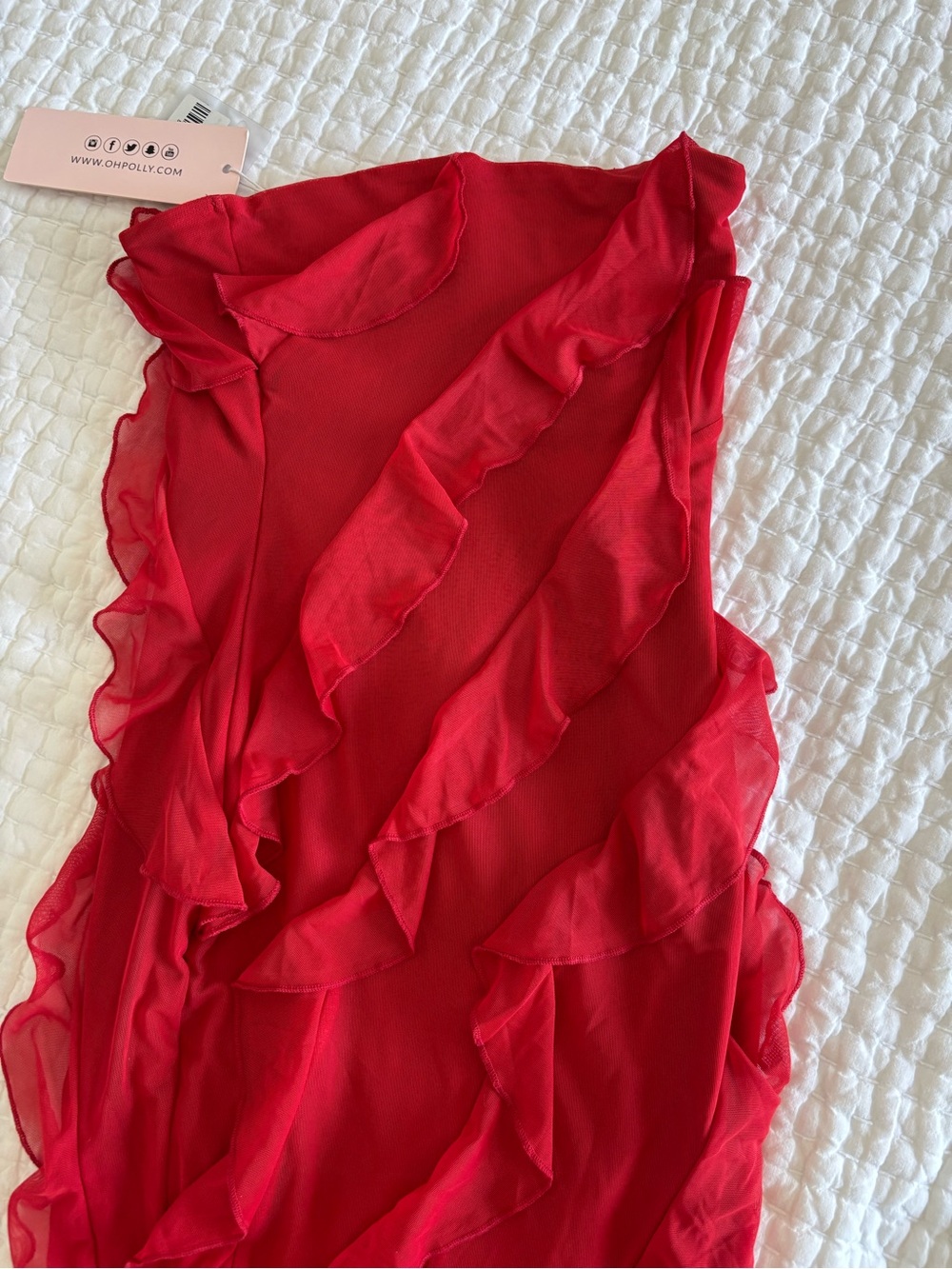 Oh Polly Red Ruffled High-Low Dress - Picture 6 of 10